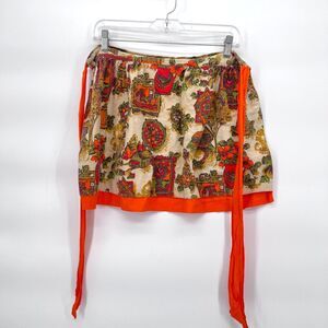 Reversible VTG Apron Colonial Americana Print Fabric Cottage Core Kitchen OS